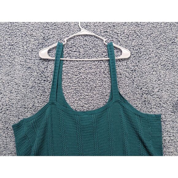 Old Navy Knit Tank Top Size XXL Crochet Boho Tie Front Hippie Cottage Green - Picture 5 of 10